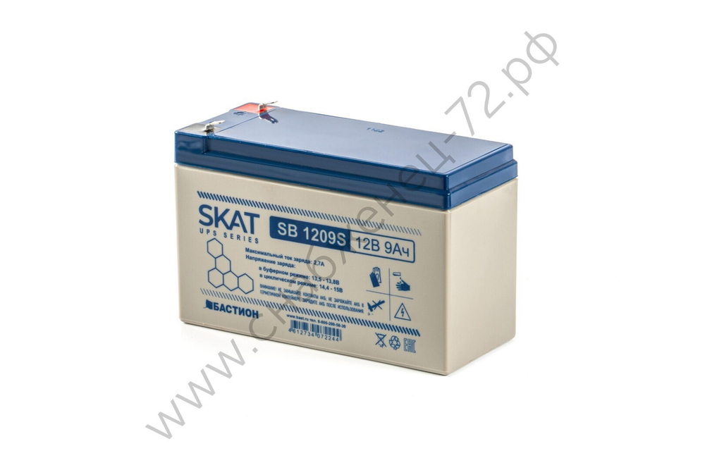SKAT SB 1209S АКБ свинцово-кислотная тип AGM 12V 9Ач Iзар. 2,6 А, ножевые клеммы