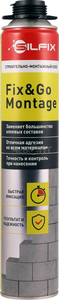 Монтажная клей-пена SILFIX FIX&amp;GO MONTAGE 750 мл (ЛЕТО) от -5°C до +30°C пистолетная