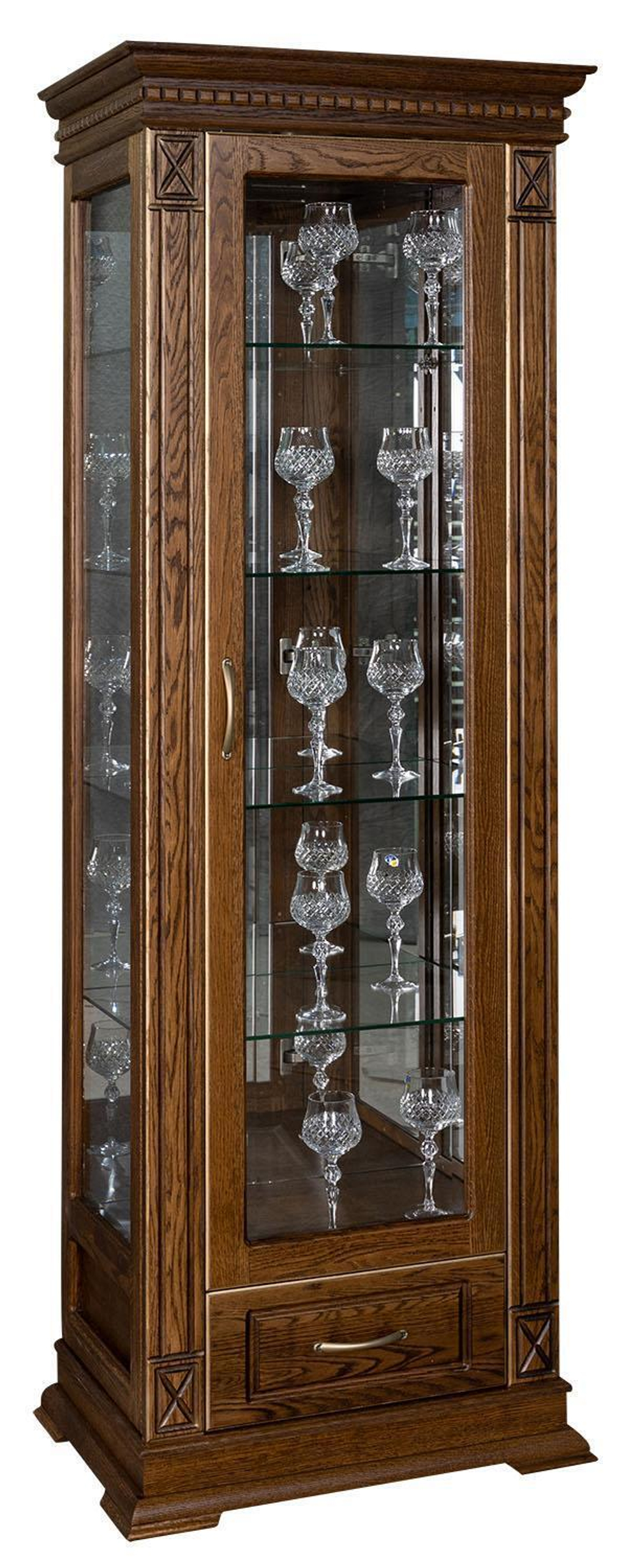 Шкаф-витрина "Верди " П1.487.0.11 (Черешня, Массив)