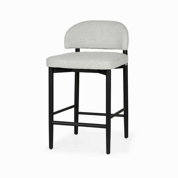 Полубарный стул Jeff, серая ткань, черные ножки