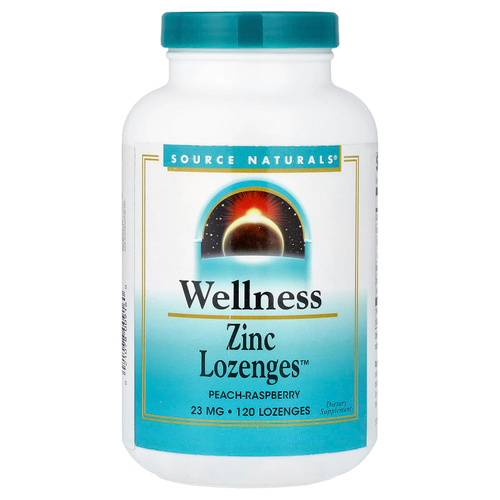 Source Naturals, Wellness Zinc Lozenges™, со вкусом персика и малины, 120 пастилок