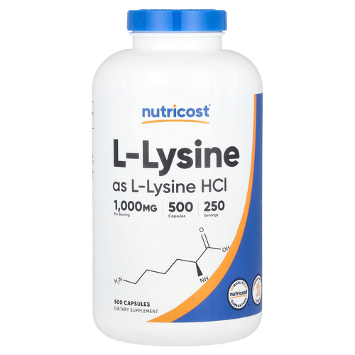 Nutricost, L-лизин, 500 капсул (500 мг в 1 капсуле)