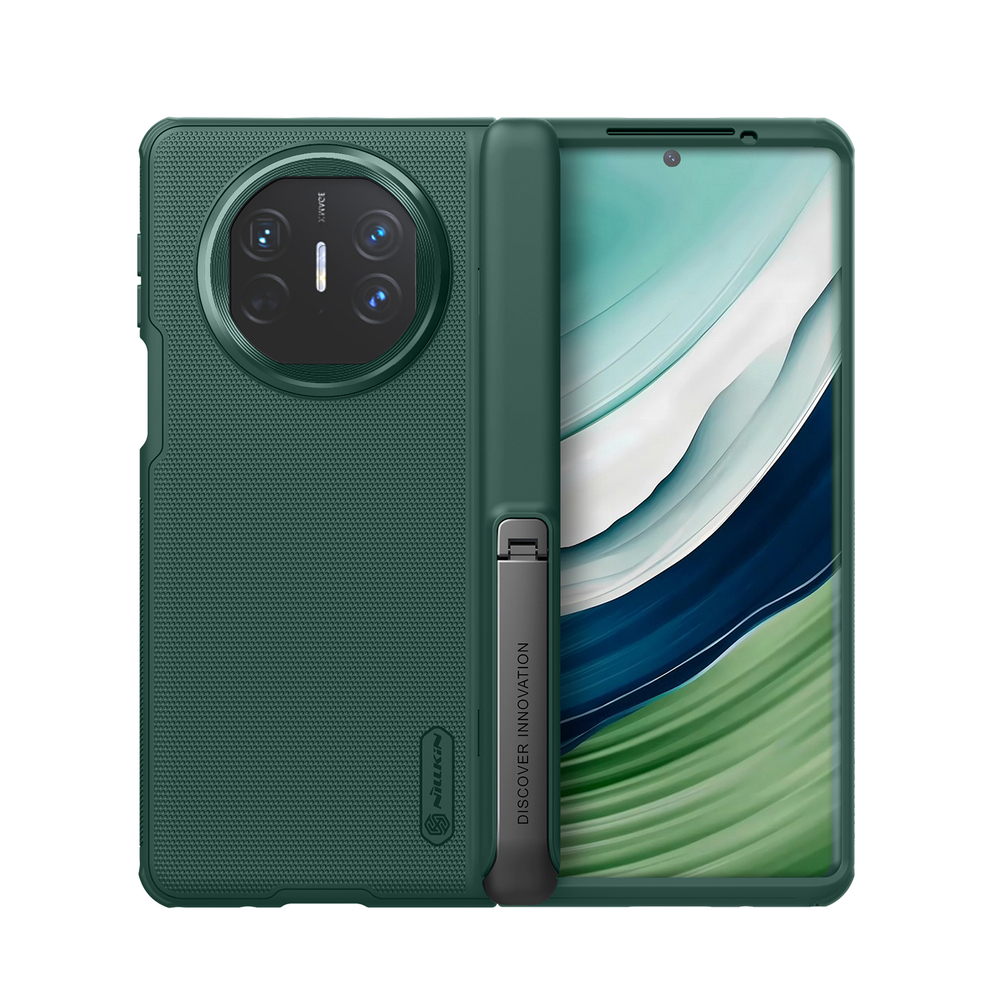 Усиленный чехол зеленого цвета от Nillkin для Huawei Mate X5, серия Super Frosted Shield Fold (версия с подставкой)