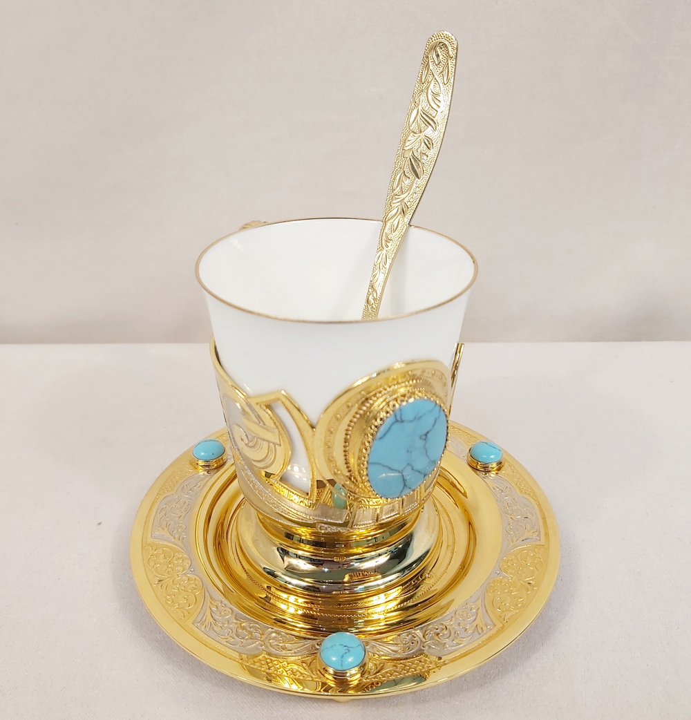 Кофейный набор "Бирюза"в подарочном футляре