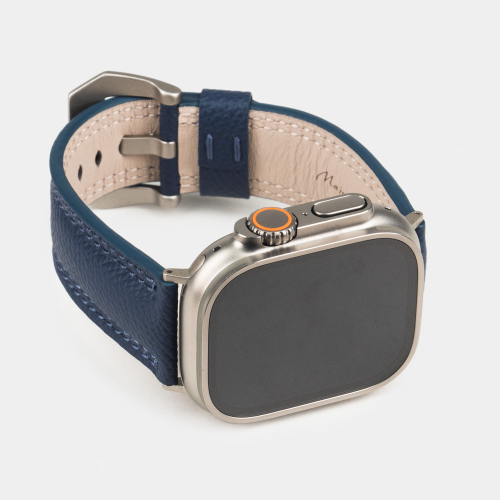 Ремешок для Apple Watch Ultra 49mm из кожи Saffiano синего цвета
