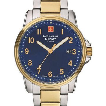 С браслетом Мужские наручные часы с серебряным браслетом Swiss Alpine Military 7011.1145 mens 40mm 10ATM