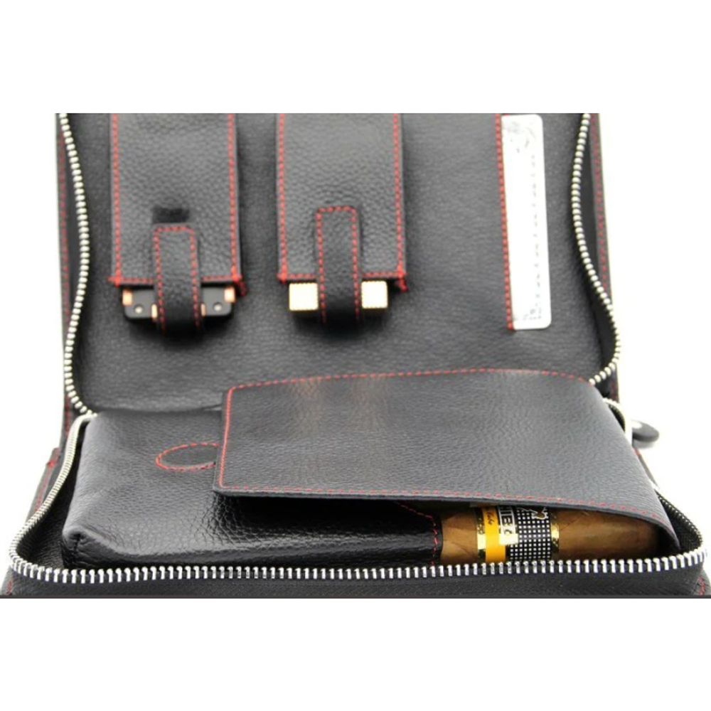 Сигарная сумка Аdorini "Cigar Bag Real Leather Red Yarn"натуральная кожа,красная строчка,11392