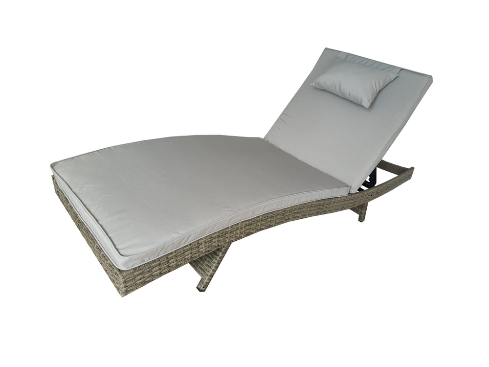 Шезлонг, лежак из искусственного ротанга МАРА «MARA» с матрасом — Greige