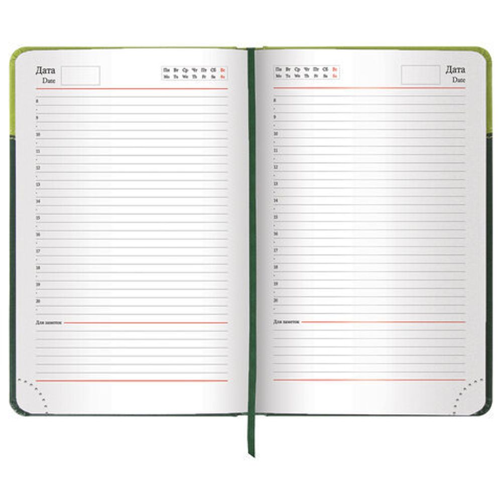 Ежедневник недатированный А5 138х213 мм BRAUBERG "Bond" под кожу, 160 л., зеленый/салатовый, 126219
