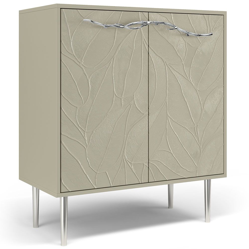 Комод Арт Колор leaves Стайл Сильвер с 2 полками Серый шелк