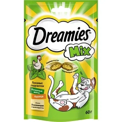 DREAMIES лакомые подушечки для кошек с курицей и мятой 0,06кг