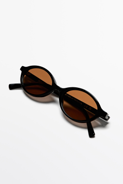 Massimo Dutti Овальные солнцезащитные очки, черный