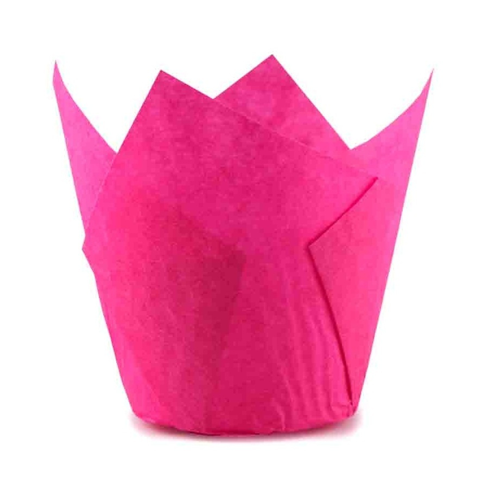 Форма бумажная тюльпан розовый фуксия 1шт