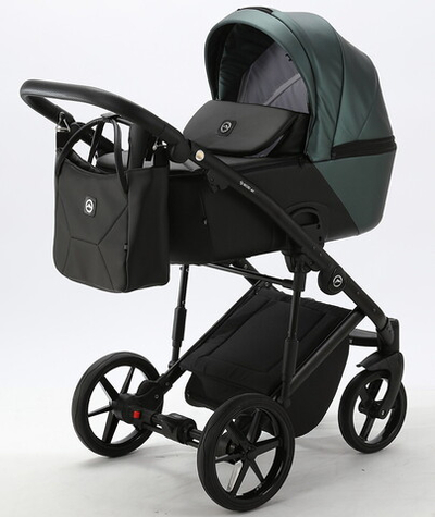 Детская коляска Adamex Mobi Deluxe 3 в 1 M-SD07 (ТЕМНО-ЗЕЛЕНЫЙ ПЕРЛ+ЧЕРН.КОЖА)