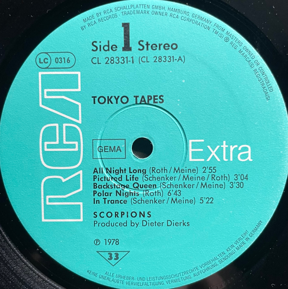 Scorpions ‎– Tokyo Tapes 2LP (Германия 1978г.)
