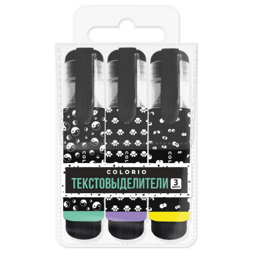 Текстмаркер набор 3 цвета(ов) КОЛОРИО мини (COLB-US-12MH-PVC3)