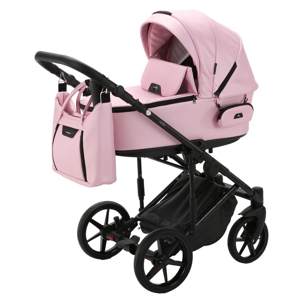 Детская универсальная коляска adamex ZICO Deluxe Z-SM5 (3в1) - Розовая перламутровая экокожа