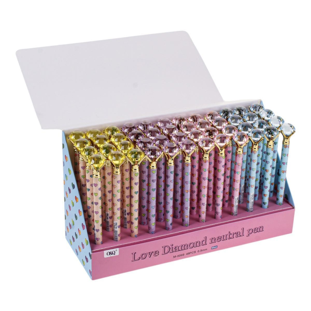 Ручка гелевая "Кристалл/Сердце" 0,5мм. синяя, 4 цвета микса