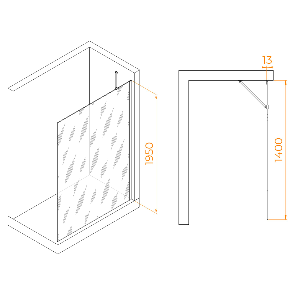 Душевая перегородка RGW WA-110 (Прозрачное, 1400)