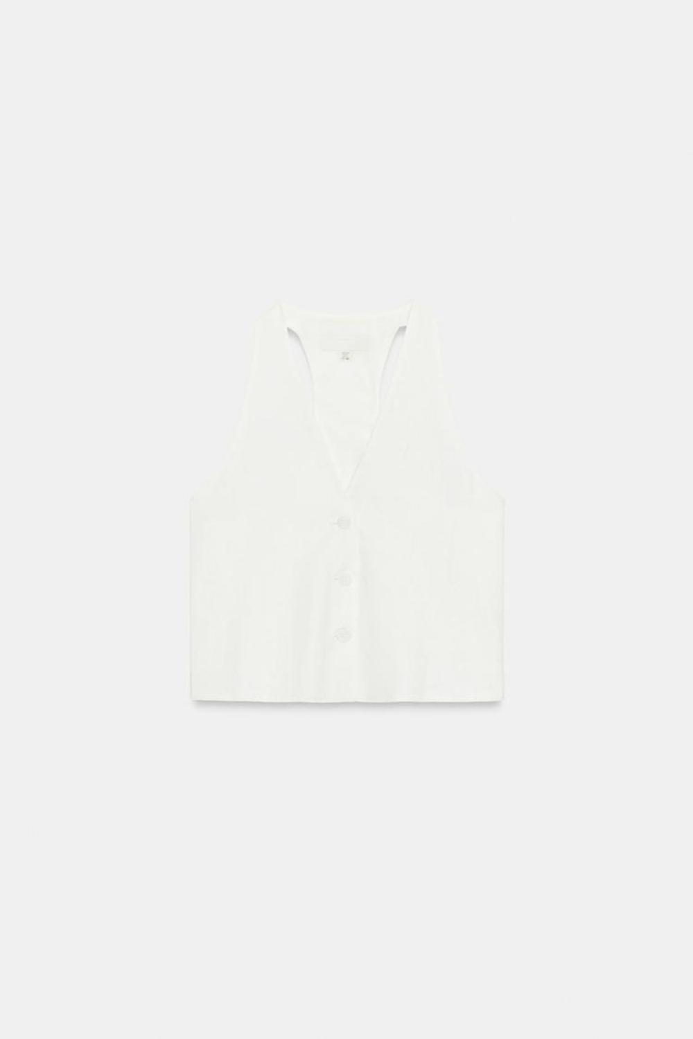 ZARA ЖИЛЕТ С ПУГОВИЦАМИ, ЖЕЛТОВАТО-БЕЛЫЙ