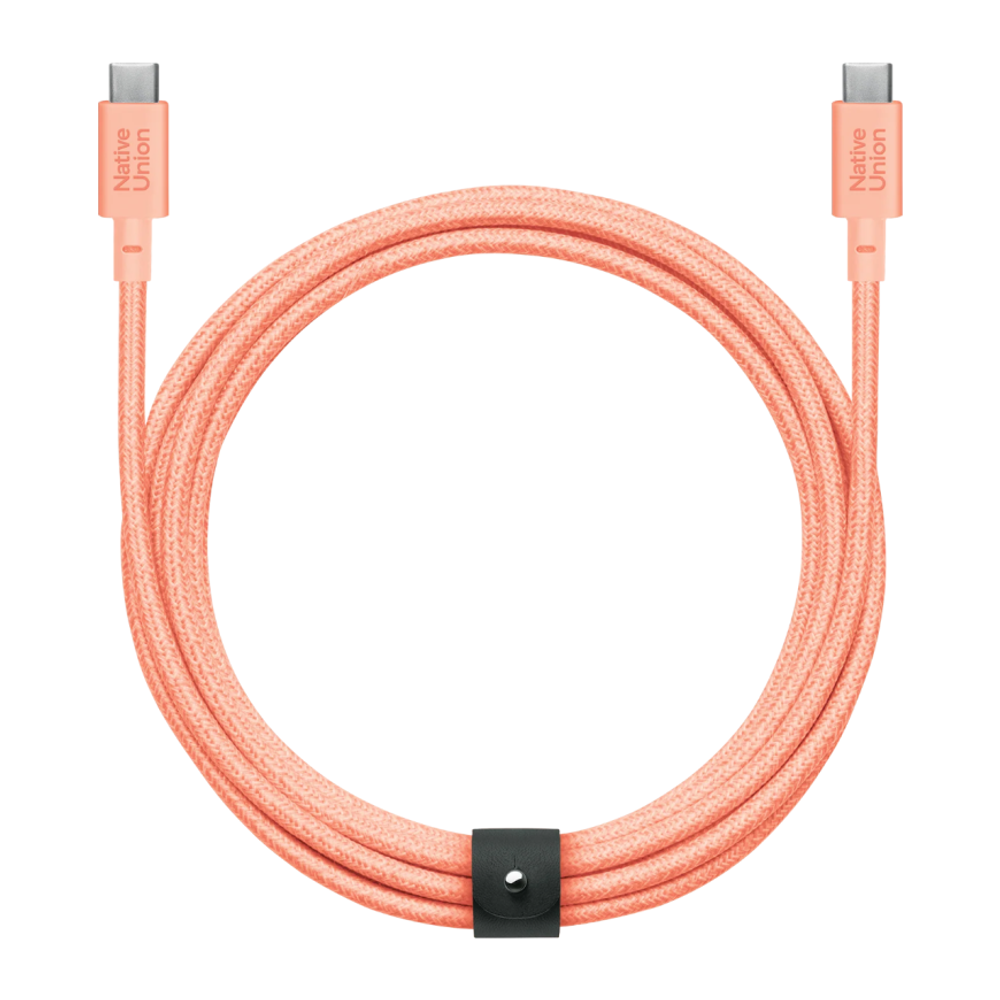 Кабель с оплёткой и ремешком Native Union Belt Cable XL USB-C (USB 2.0) (3 м) Поддерживаемая мощность — до 100 Вт, скорость передачи данных — до 480 Мбит/с. Сертификация USB-IF