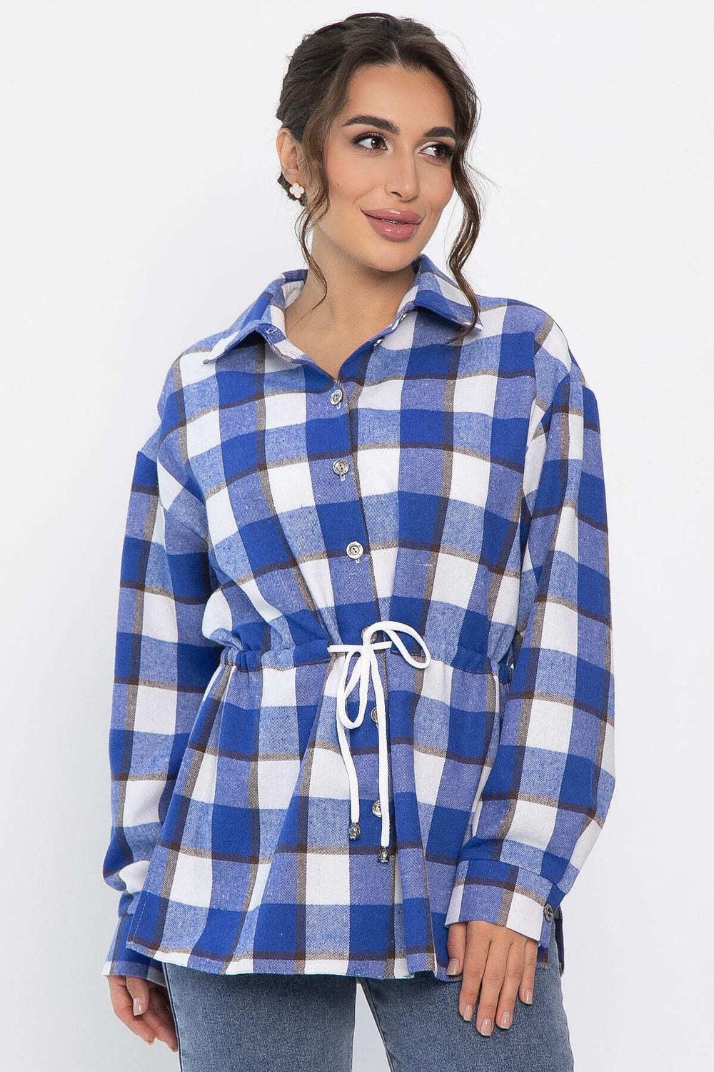 Рубашка хлопковая Джанет (электрик/белая) Б14271-4М LT Collection