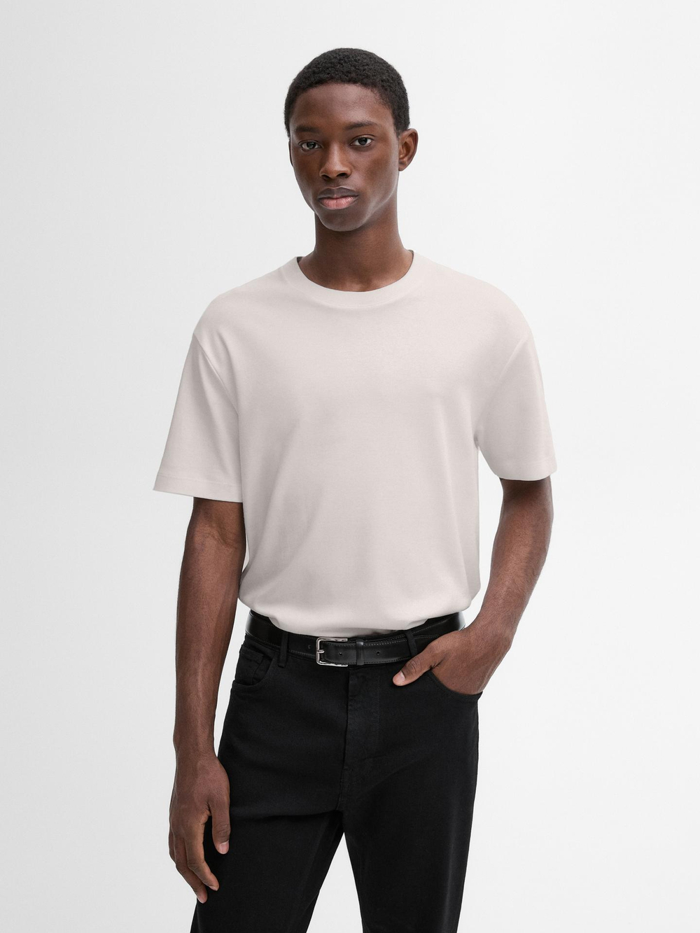 Massimo Dutti ФУТБОЛКА С КРУГЛЫМ ВЫРЕЗОМ, НАТУРАЛЬНЫЙ, КРЕМОВЫЙ