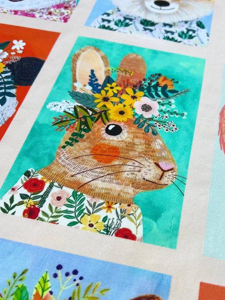 ЖИВОТНЫЕ В ЦВЕТАХ, Купон 39/110 см - 100% хлопок 2