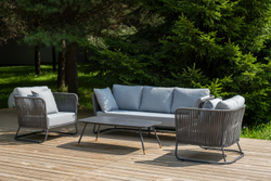 "Багамы" лаунж-зона 5-местная плетеная из роупа (веревки), каркас алюминиевый темно-серый, роуп серый