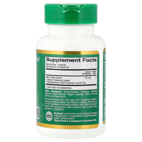 California Gold Nutrition, EuroHerbs, экстракт расторопши, качество Euromed, 175 мг, 60 растительных капсул