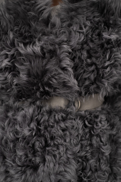 Серая шуба с воротником