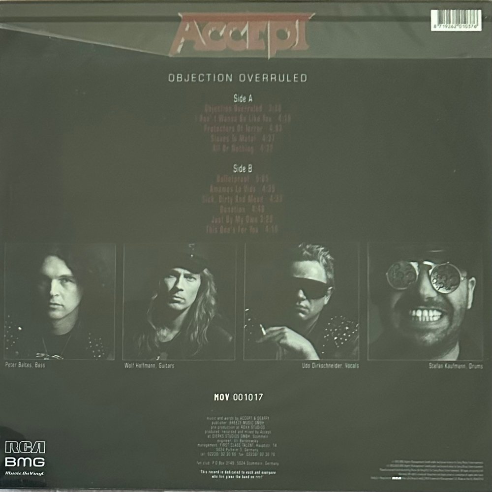 Accept ‎– Objection Overruled (Европа 2020г.) Silver/Black