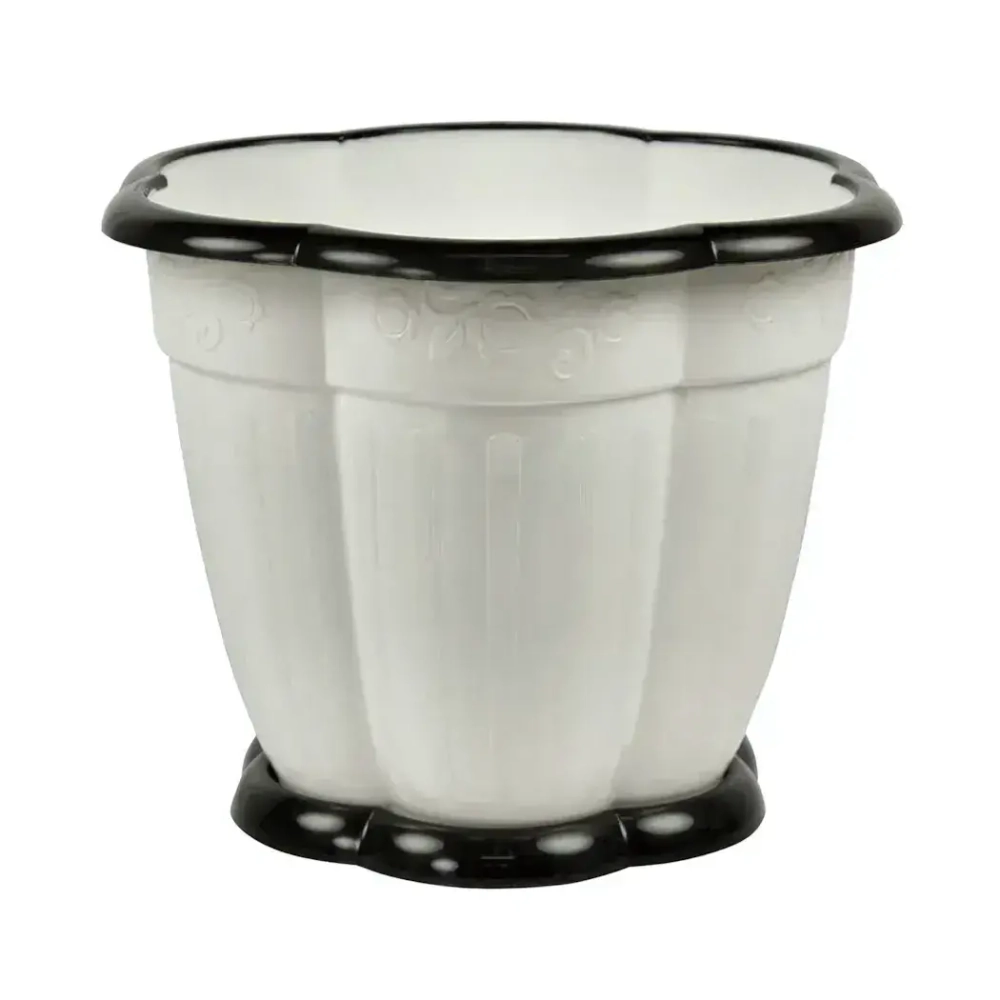 Горшок цветочный Восторг 1,5 с поддоном белый