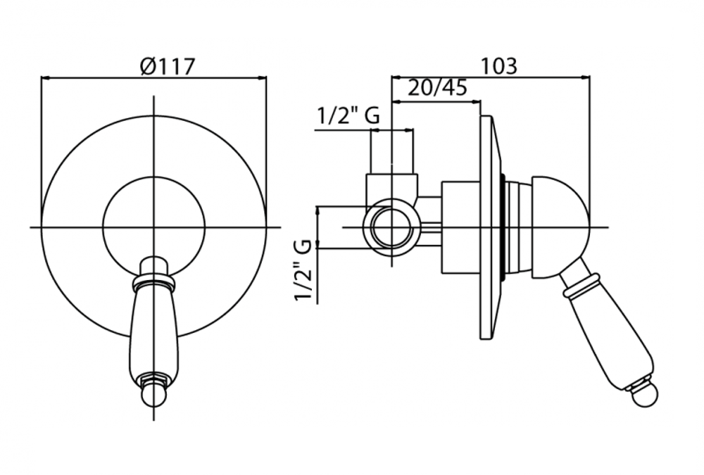 Встраиваемый смеситель для душа CEZARES ELITE-DIM-02-Nc