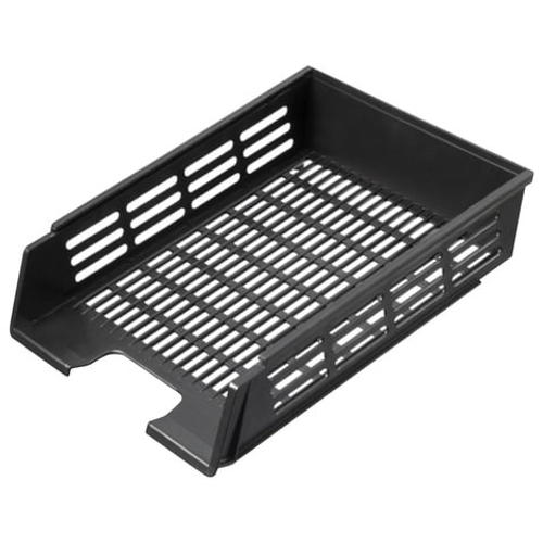 Лоток для бумаг горизонтальный ширина 27 см СТАММ черный (ЛТ76)