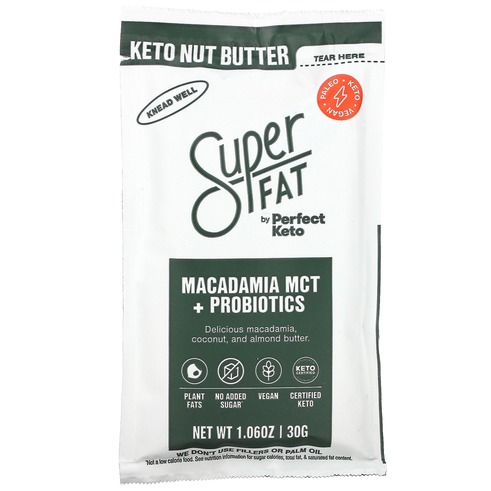 SuperFat, Keto Nut Butter, MCT макадамии + пробиотики, 30 г (1,06 унции)