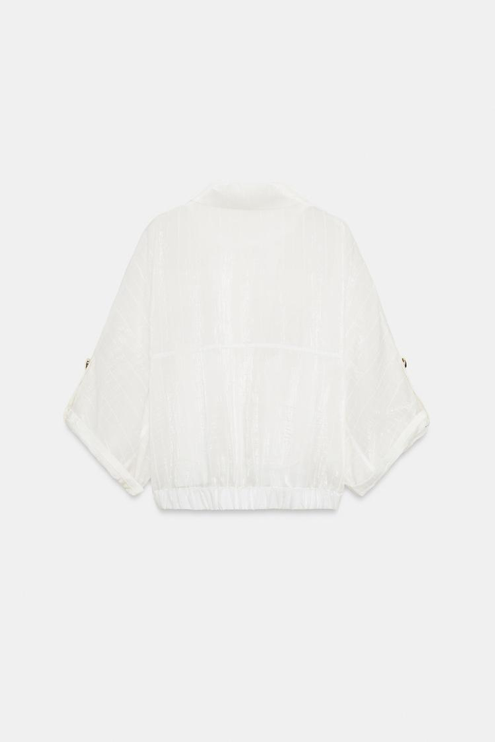 ZARA БЛУЗА-САФАРИ С ПОДВЕРНУТЫМИ РУКАВАМИ, БЕЛЫЙ