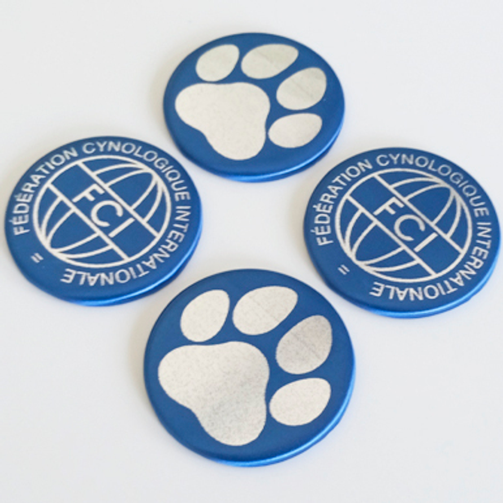 Закатной центр с тканевым покрытием 56 мм. (цвет ткани в ассортименте), печать СЕРЕБРО металлизированное.