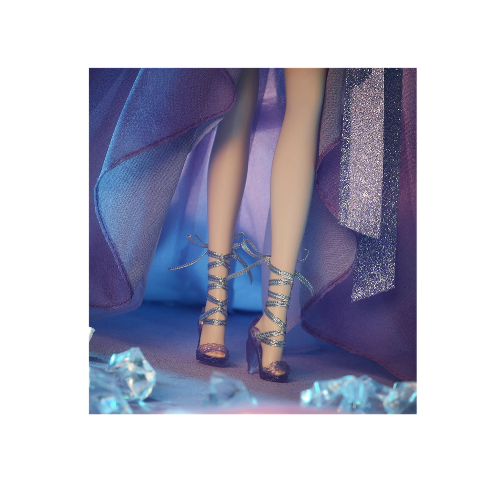 Кукла Barbie Crystal Fantasy Collection Amethyst (13 дюймов, платиновые волосы) с ожерельем из настоящего аметиста, платьем и аксессуарами, подарок для коллекционеров