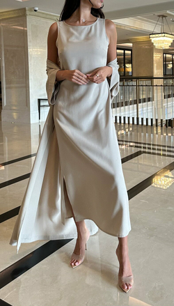 Платье AMBRA с полуюбкой, бежевый