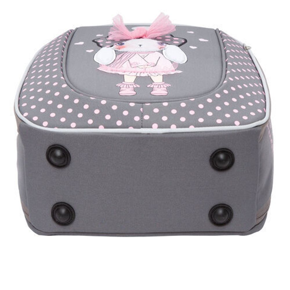 Ранец GRIZZLY анатомическая спинка, с брелоком, для девочек, "RABBIT", 36х29х18 см, RAf-292-3/2