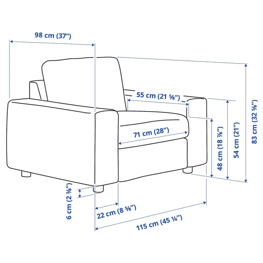 Кресло - IKEA VIMLE, 115х98х83 см, бежевый, ВИМЛЕ ИКЕА