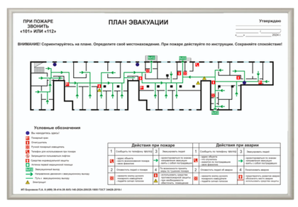 План эвакуации А3 в алюминиевой рамке (300х400 мм)