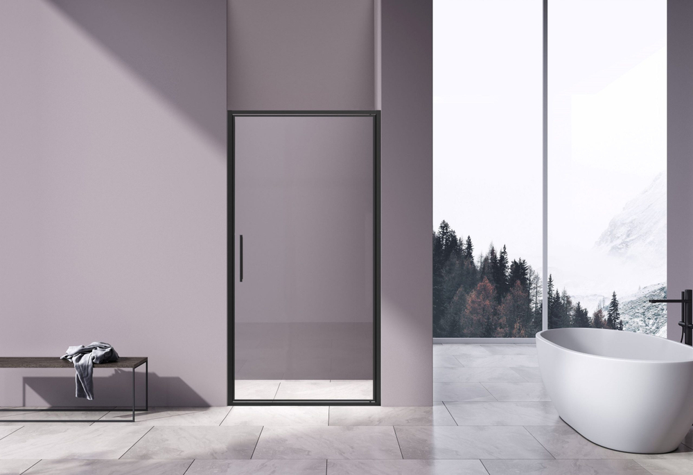 Душевая дверь Slim 8mm VDP-4SL100CLB, черный, стекло прозрачное