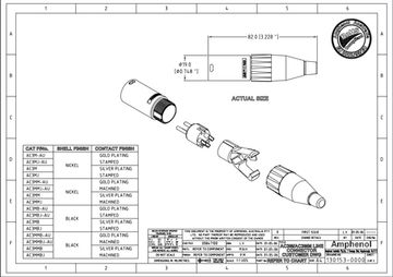 Amphenol AC3MCP - Разъем XLR, 3 контакта, штекер, штампованные контакты, корпус из термопластика