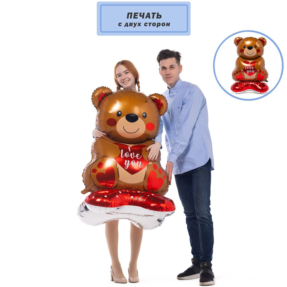 Фольгированный шар-фигура «Мишка с сердцем. I Love You» AIR, 147 см