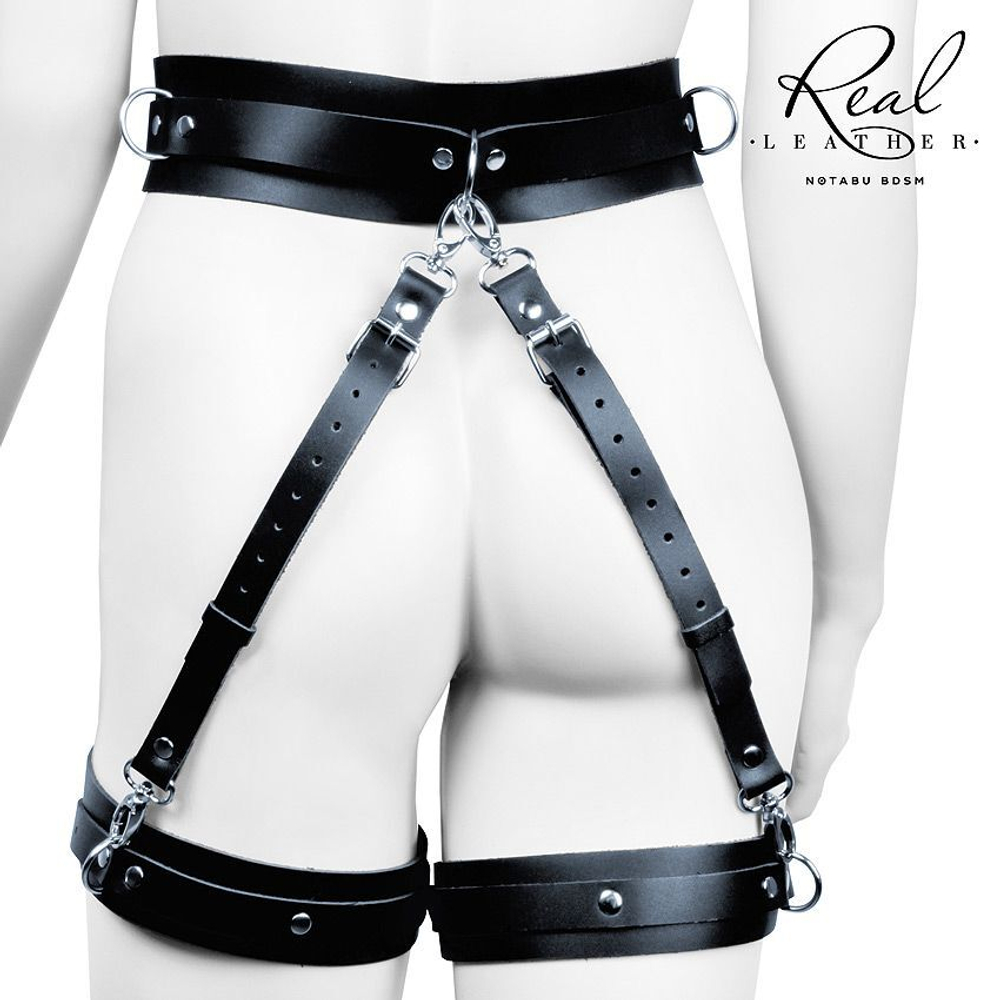 Пояс с гартерами Notabu NTB-80739 – натуральная кожа, S-M
