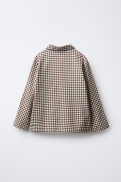 ZARA ФЛАНЕЛЕВАЯ ПИЖАМА В КЛЕТКУ ВИШИ, КОРИЧНЕВЫЙ