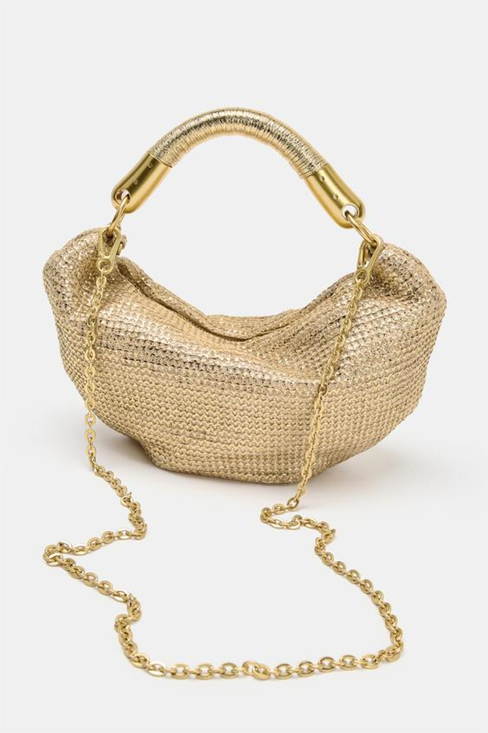 ZARA СУМКА С МЕТАЛЛИЧЕСКИМ БЛЕСКОМ, ЗОЛОТИСТЫЙ
