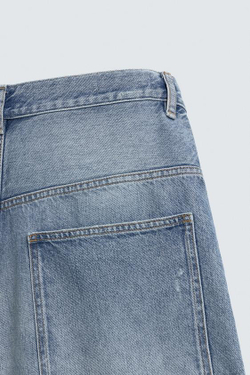 ZARA ДЖИНСОВЫЕ ШОРТЫ BAGGY FIT, СИНИЙ